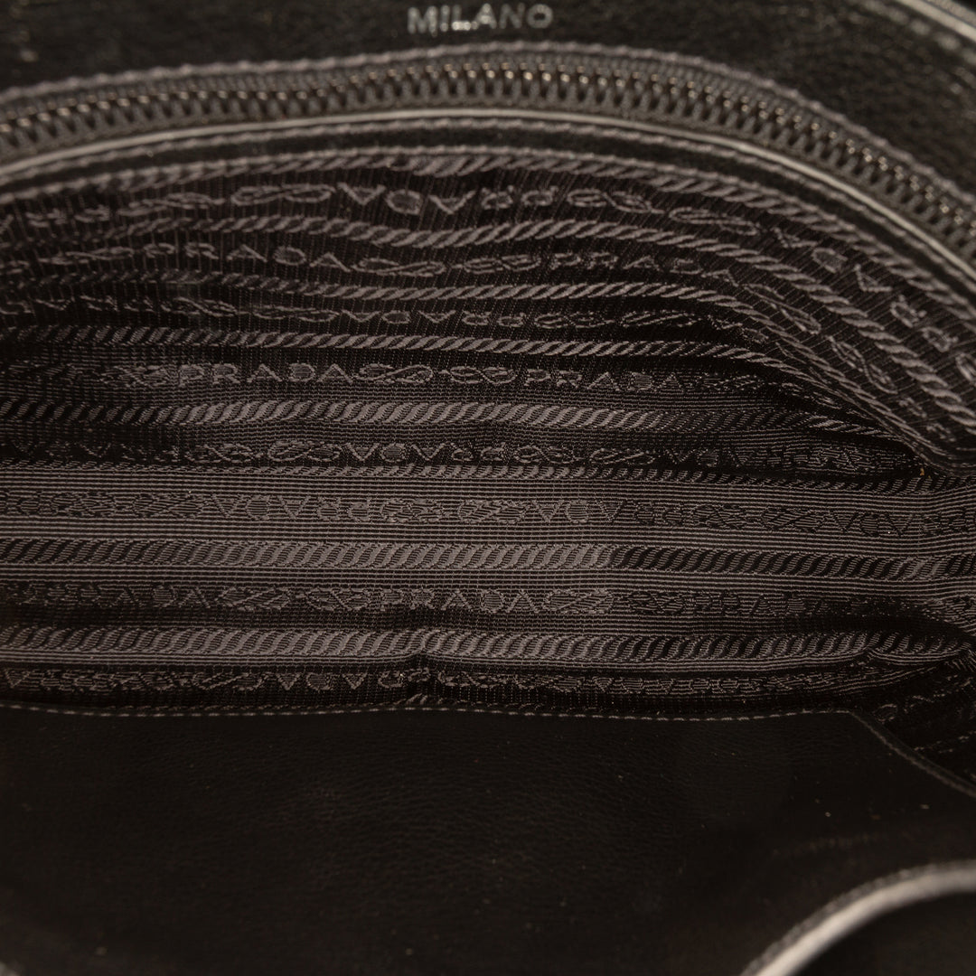 Prada Bicolor Glace Cuir de veau clouté Sac porté croisé