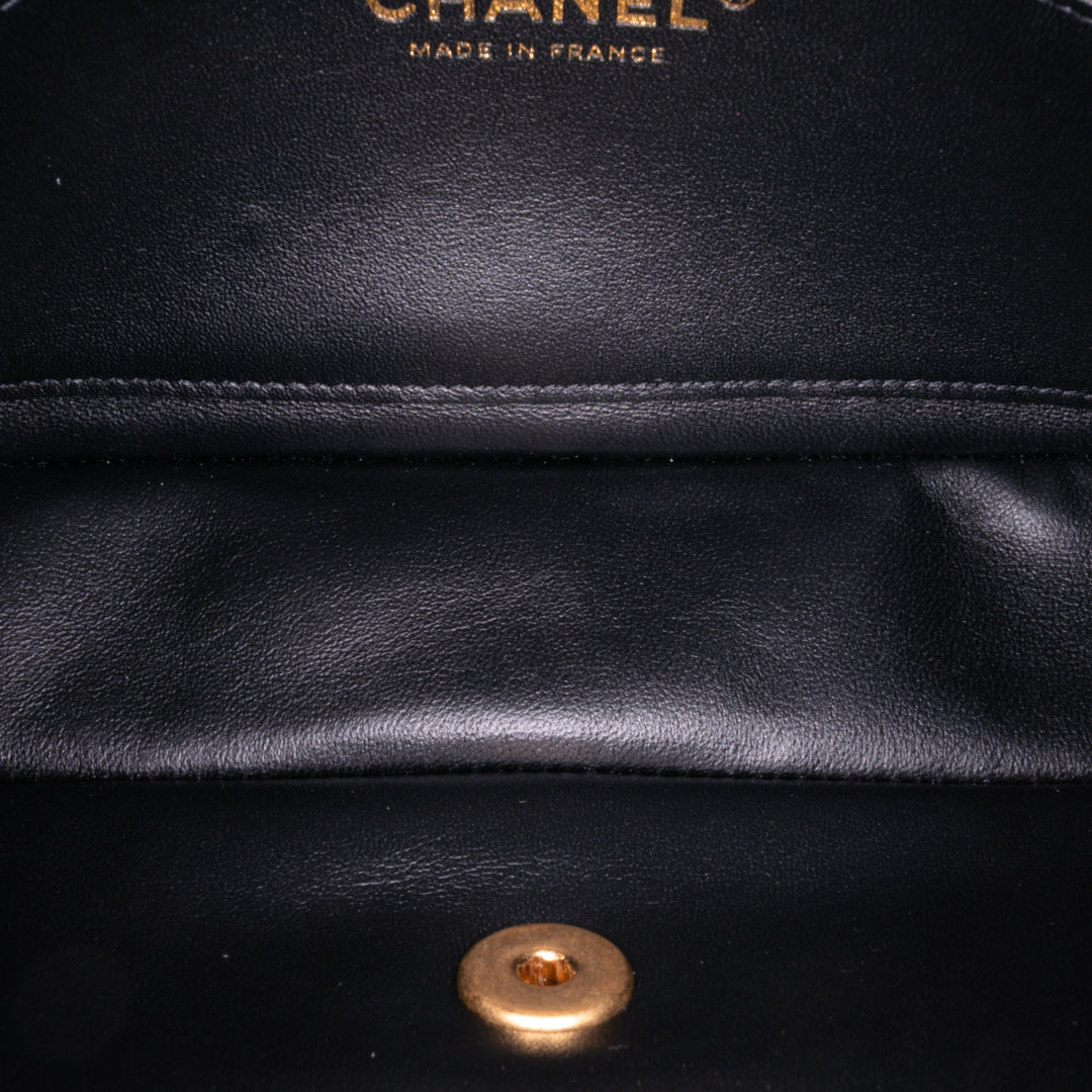 Small Tweed Pearl Cosmos Flap Black - Gaby Paris