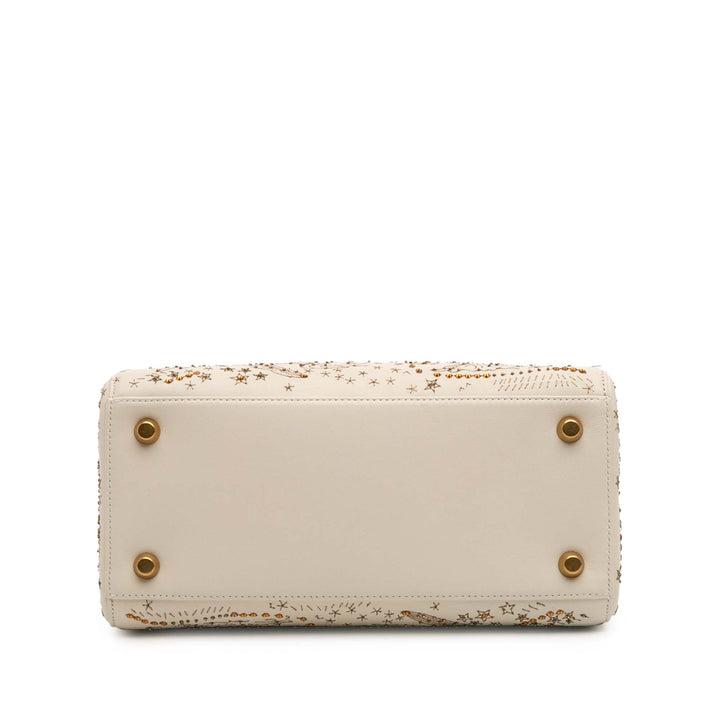 Dior Medium Cuir de veau Embroidered Astrology Lady Dior Marron
