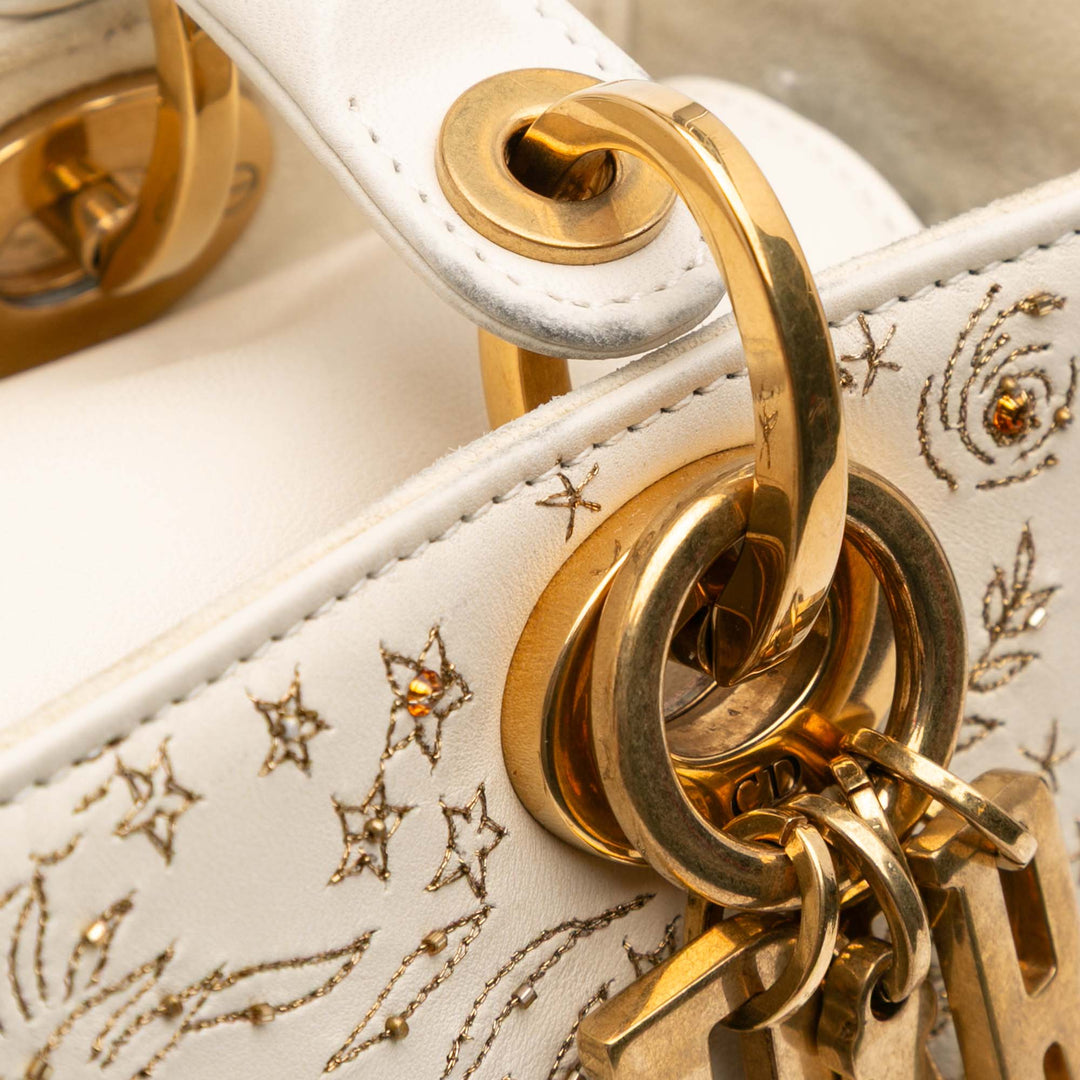 Dior Medium Cuir de veau Embroidered Astrology Lady Dior Marron