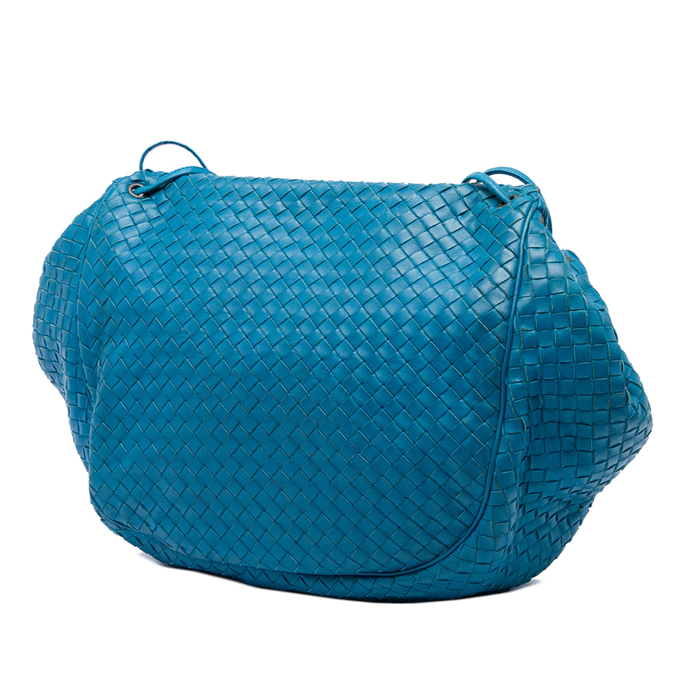 Bottega Veneta Sac bandoulière Intrecciato à rabat nappa Bleu – vue 2 – GABY PARIS
