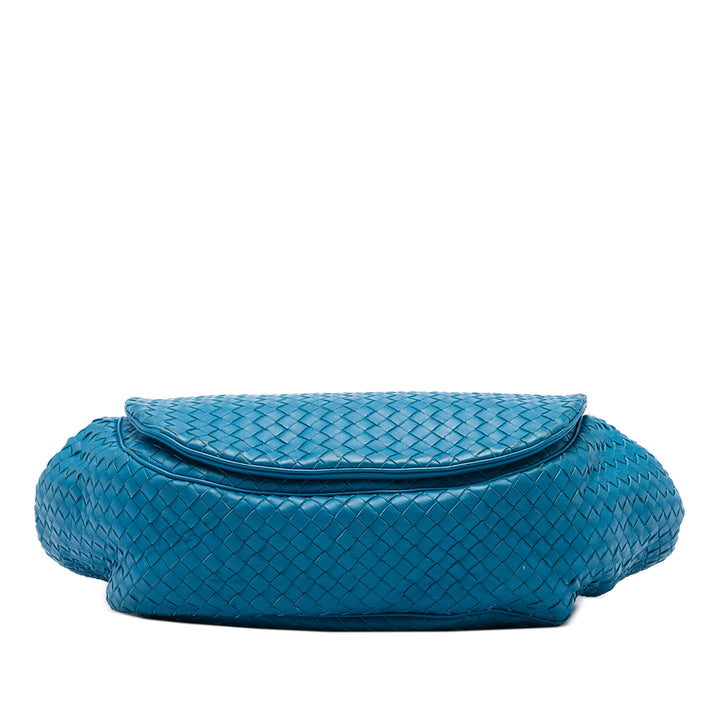 Bottega Veneta Sac bandoulière Intrecciato à rabat nappa Bleu – vue 3 – GABY PARIS