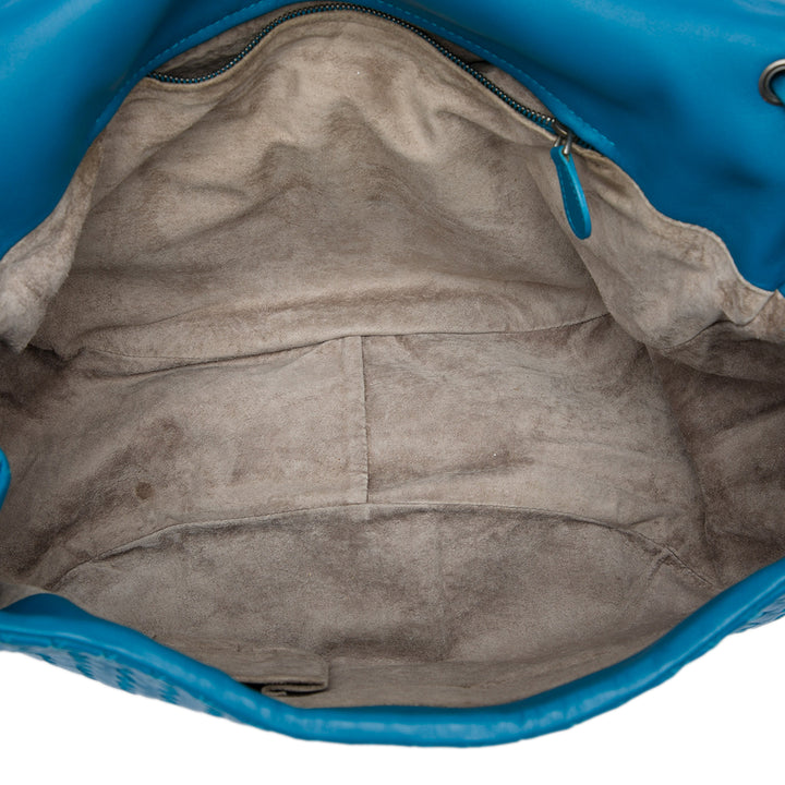 Bottega Veneta Sac bandoulière Intrecciato à rabat nappa Bleu – vue 4 – GABY PARIS