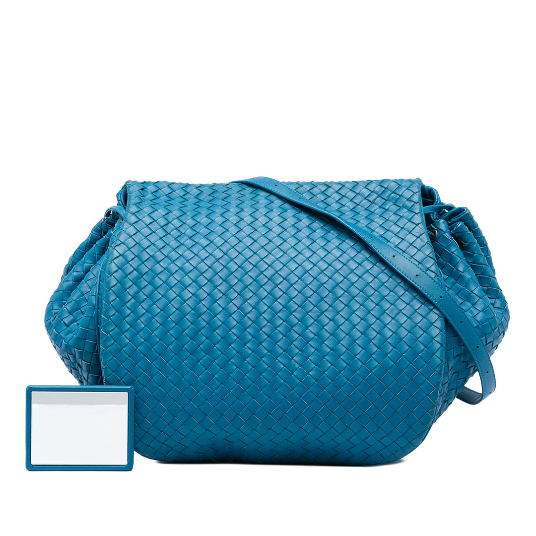 Bottega Veneta Sac bandoulière Intrecciato à rabat nappa Bleu – vue 6 – GABY PARIS