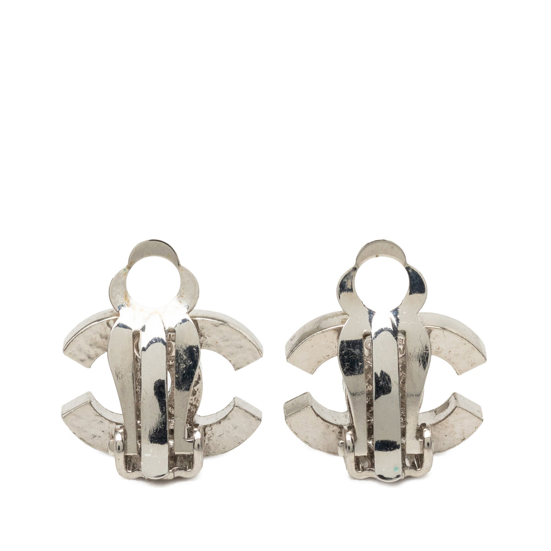CC Brass et Strass À clip Boucles d'oreilles Argenté