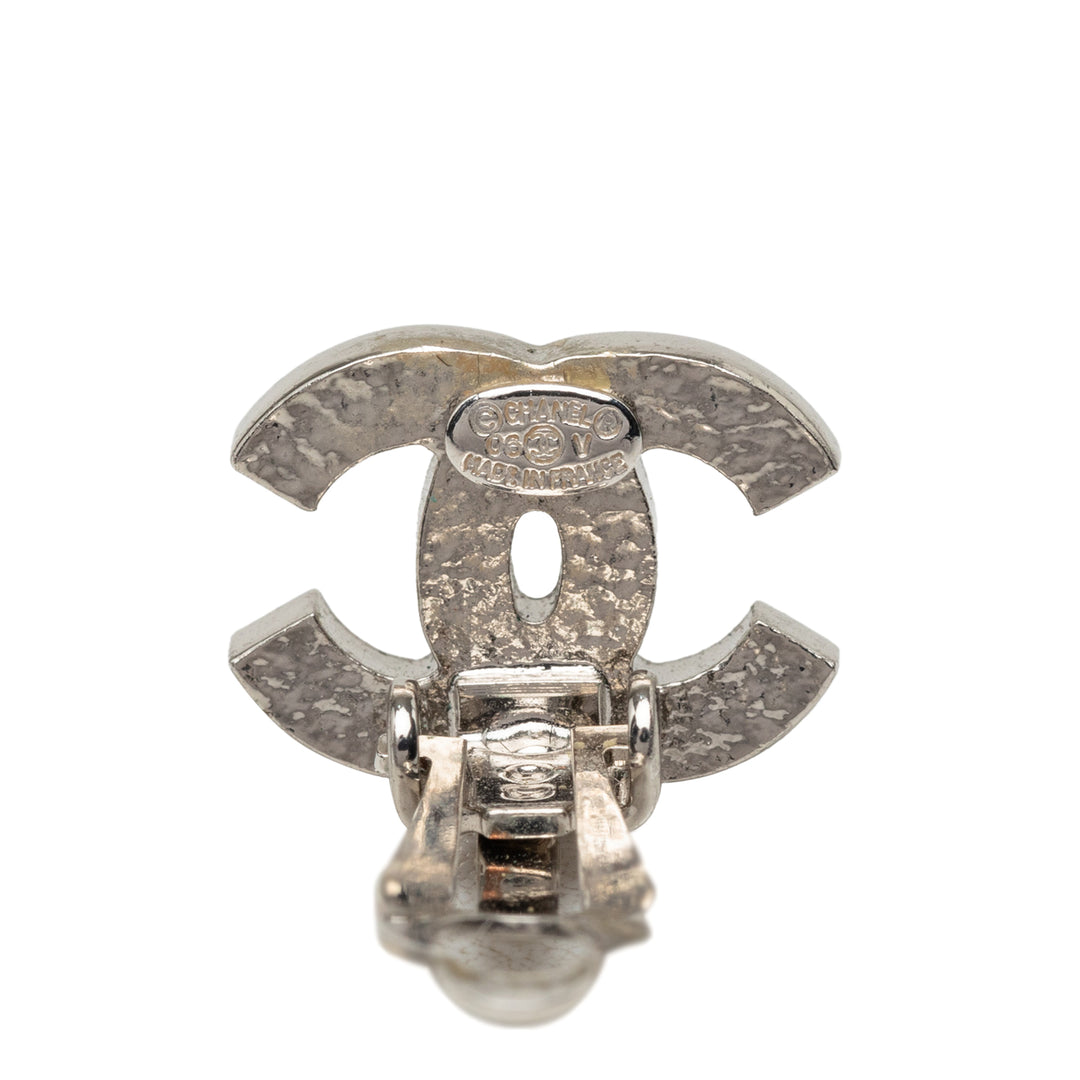 CC Brass et Strass À clip Boucles d'oreilles Argenté