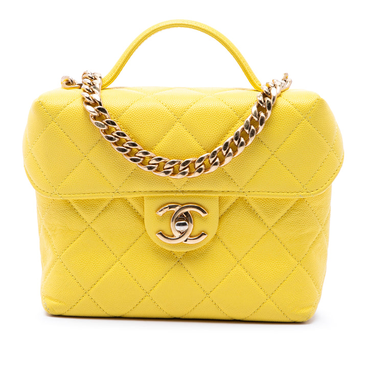 Chanel Matelassé Caviar Handy Boîte Vanity avec chaîne