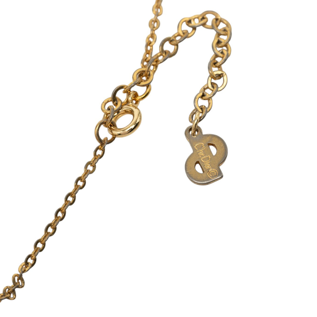 Dior Collier Émail Strass Logo Pendant plaqué or Noir – vue 4 – GABY PARIS