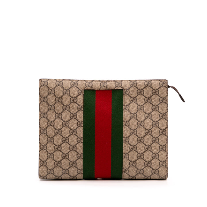 Gucci GG Supreme Web Pochette Marron