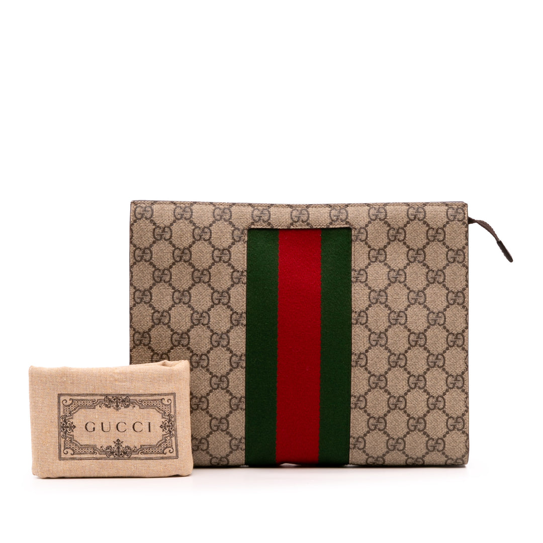 Gucci GG Supreme Web Pochette Marron