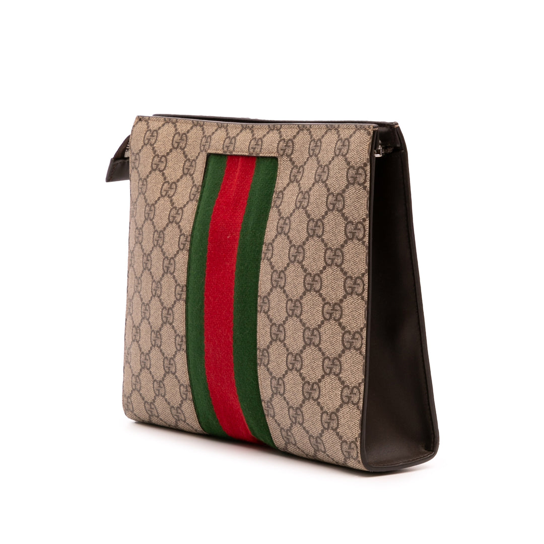 Gucci GG Supreme Web Pochette Marron