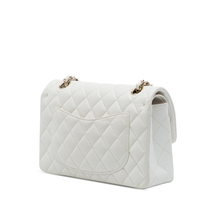 Classic Double rabat Petit Cuir caviar Blanc