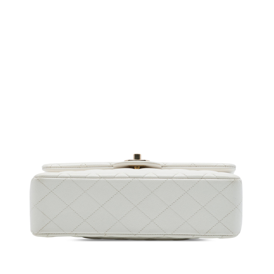 Classic Double rabat Petit Cuir caviar Blanc