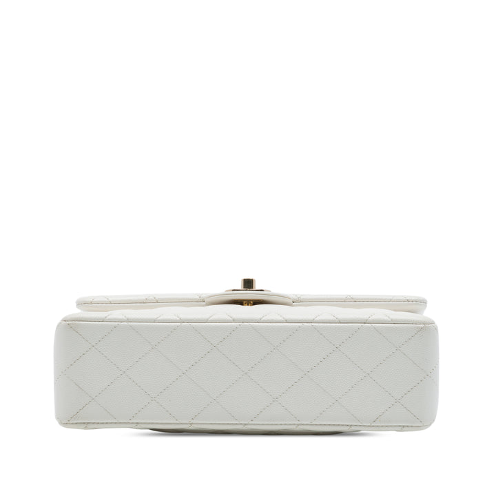 Classic Double rabat Petit Cuir caviar Blanc