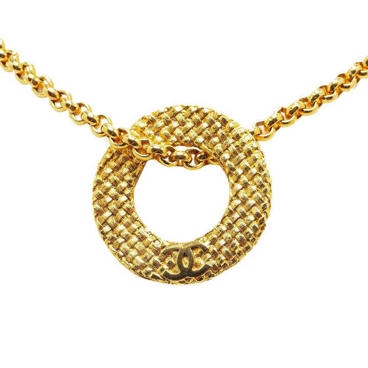 Gold Plated Round Pendant Necklace Gold - Gaby Paris