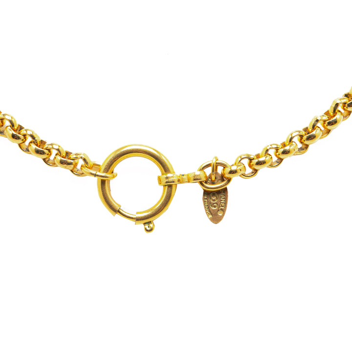 Gold Plated Round Pendant Necklace Gold - Gaby Paris