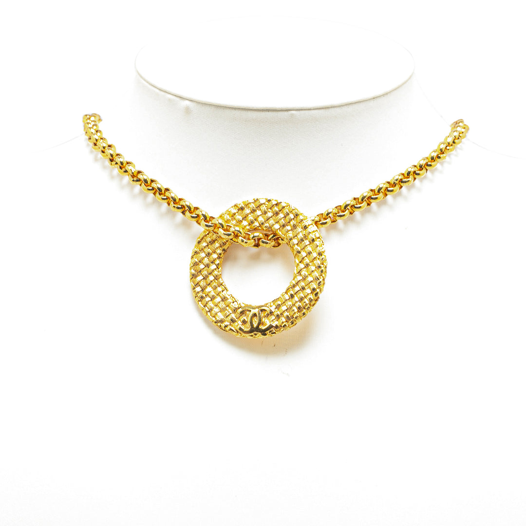 Gold Plated Round Pendant Necklace Gold - Gaby Paris