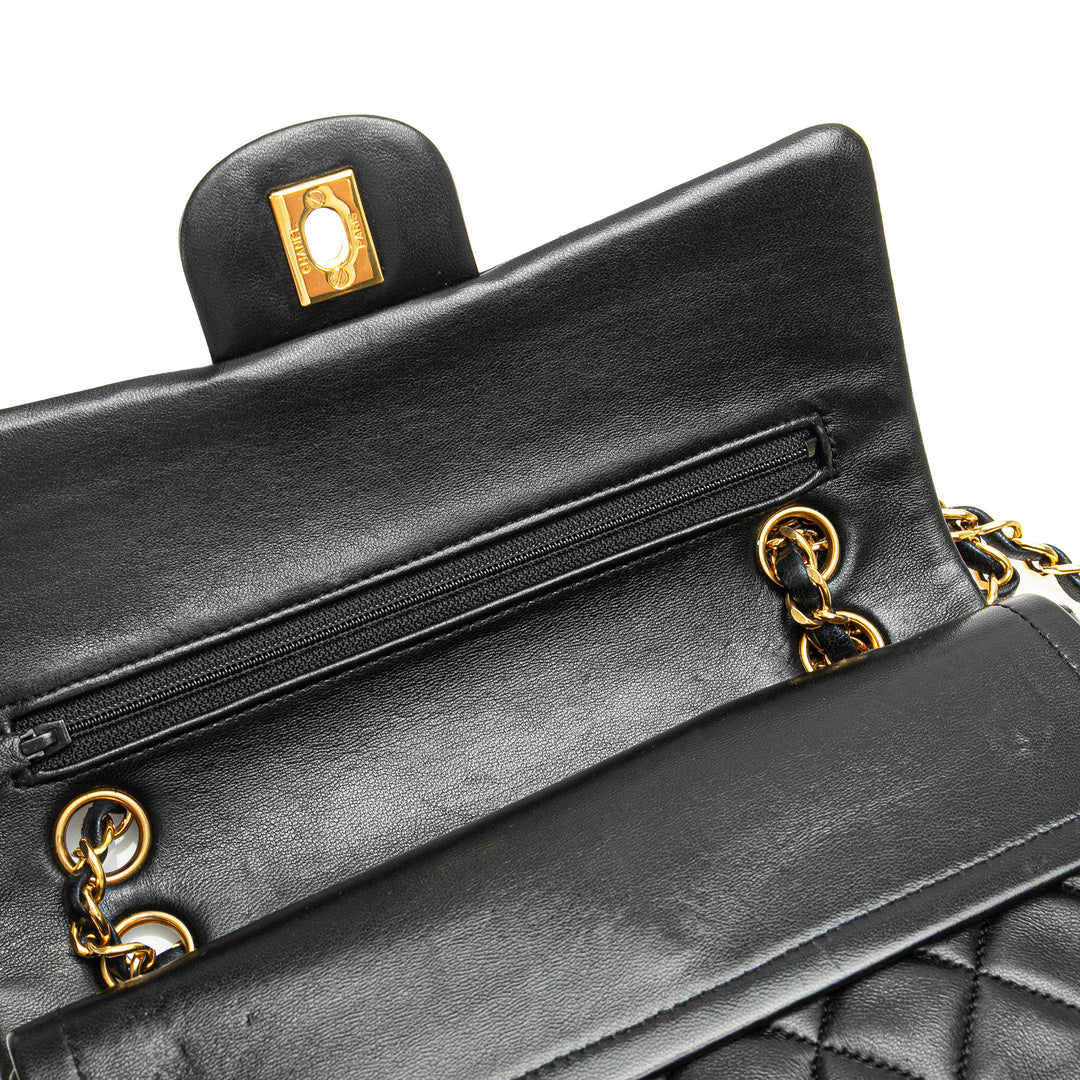 Small Classic Lambskin Double Flap Black - Gaby Paris