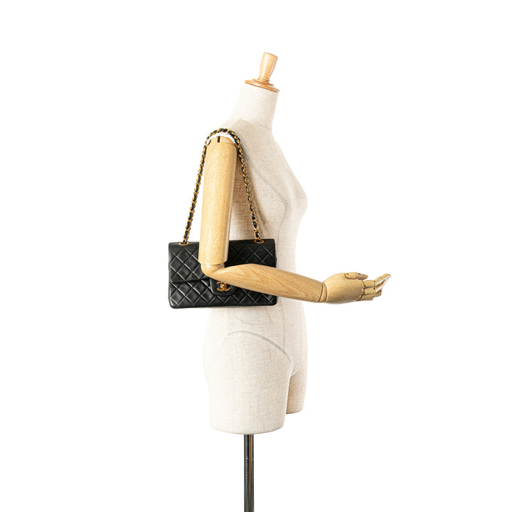 Small Classic Lambskin Double Flap Black - Gaby Paris
