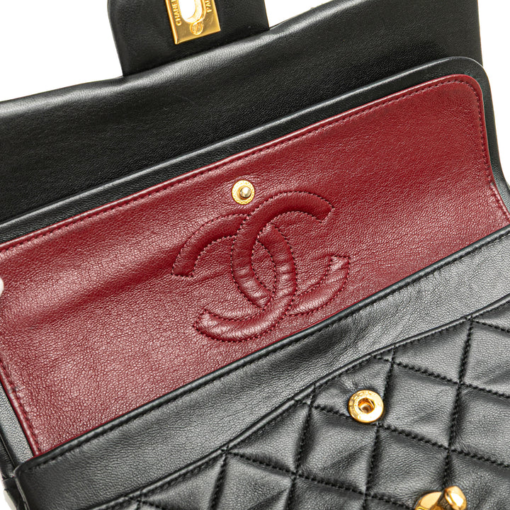Small Classic Lambskin Double Flap Black - Gaby Paris