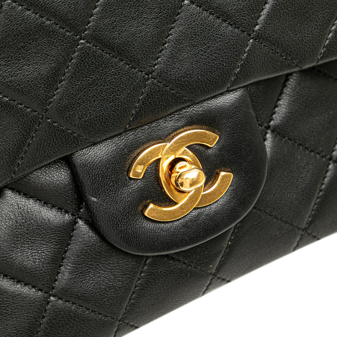 Small Classic Lambskin Double Flap Black - Gaby Paris
