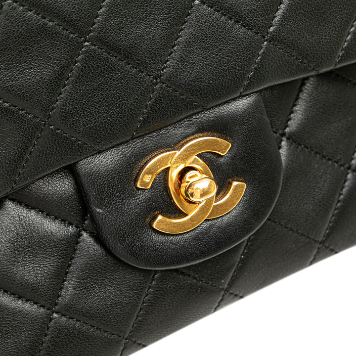 Small Classic Lambskin Double Flap Black - Gaby Paris