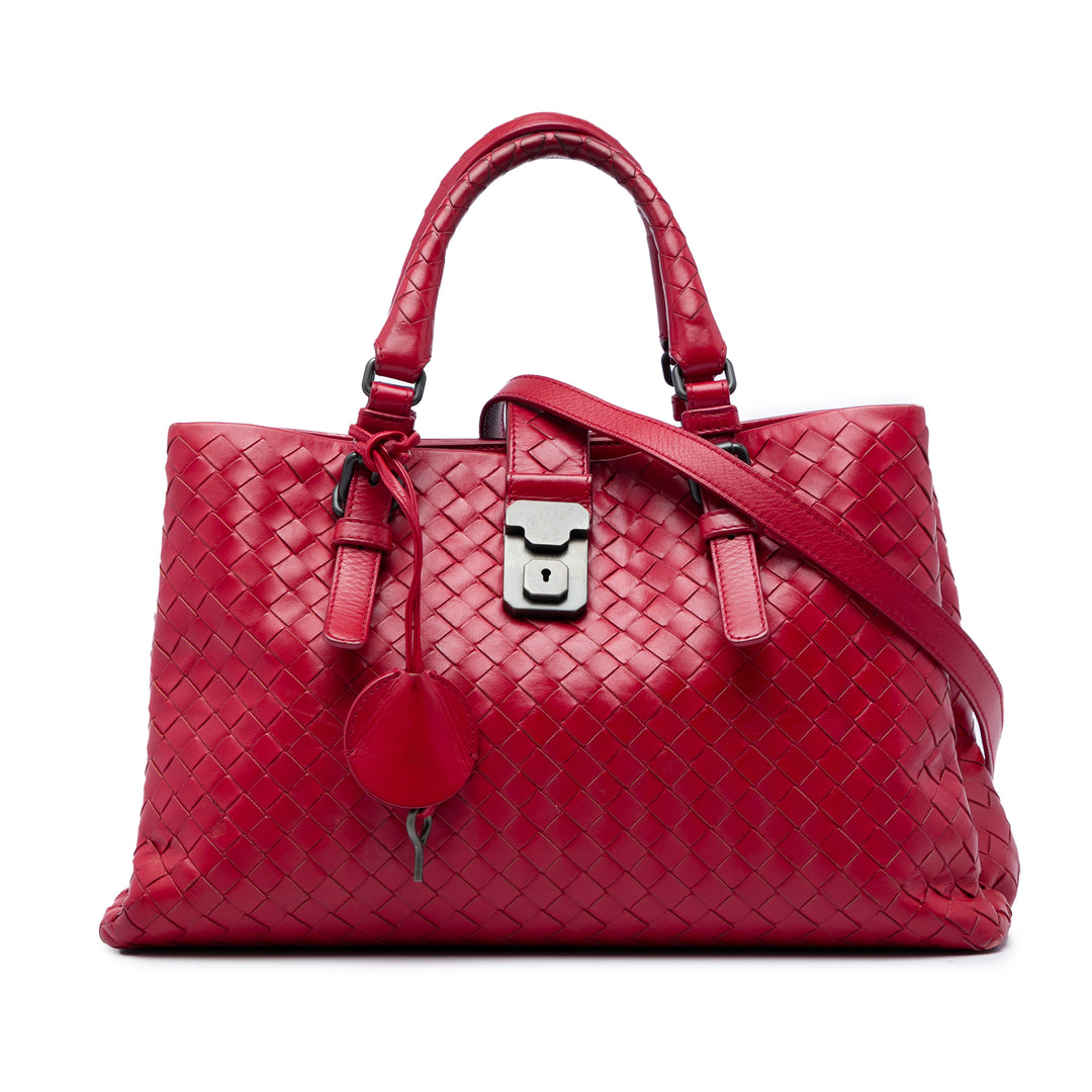 Bottega Veneta Sac à main Intrecciato Roma nappa Petit Rouge – vue principale – GABY PARIS