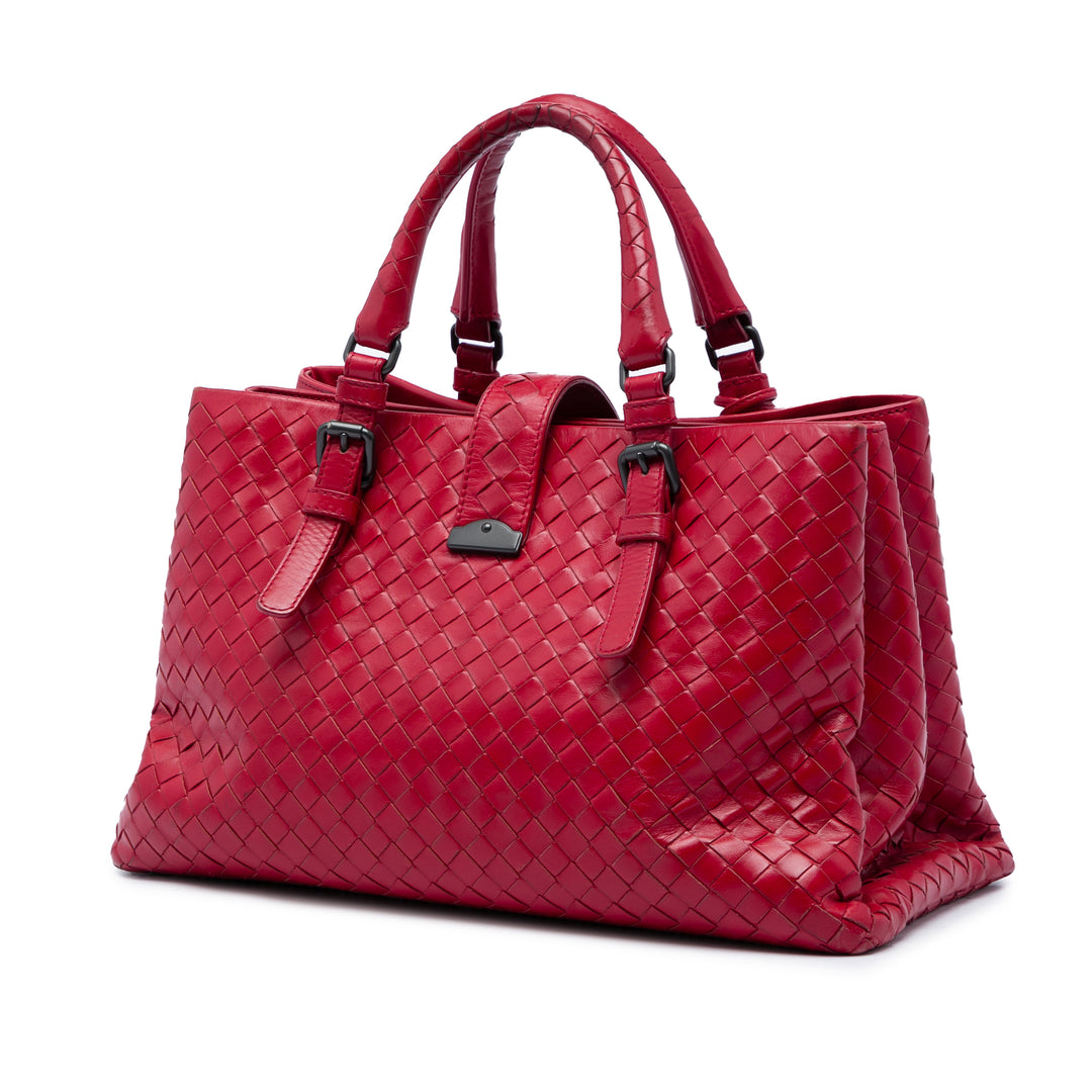 Bottega Veneta Sac à main Intrecciato Roma nappa Petit Rouge – vue 2 – GABY PARIS
