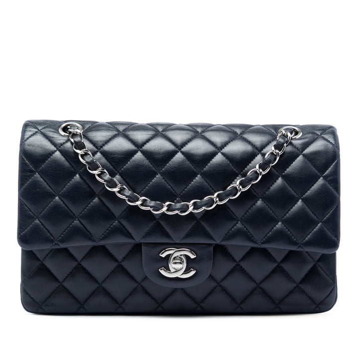 Classic Double rabat Moyen Cuir d'agneau Bleu