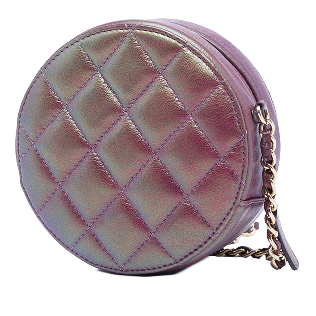 Chanel Matelassé Iridescent Cuir d’agneau Rond Pochette avec chaîne