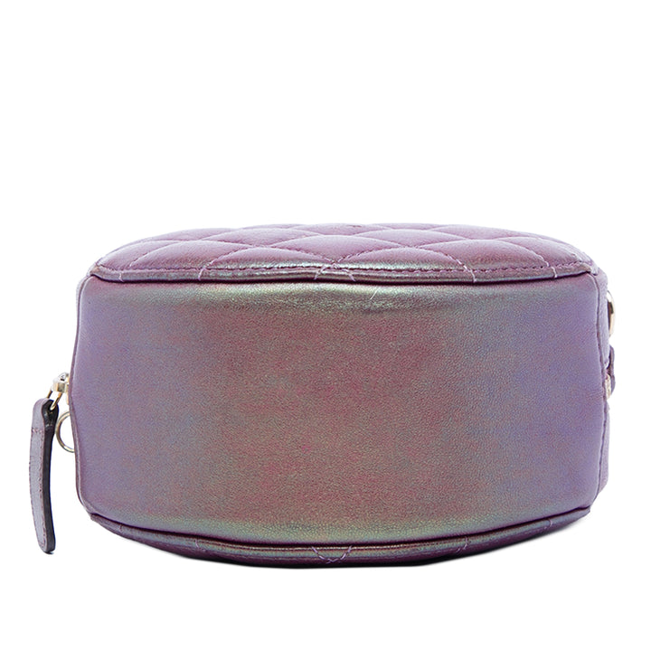 Chanel Matelassé Iridescent Cuir d’agneau Rond Pochette avec chaîne