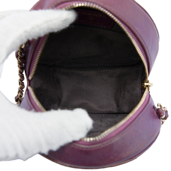 Chanel Matelassé Iridescent Cuir d’agneau Rond Pochette avec chaîne