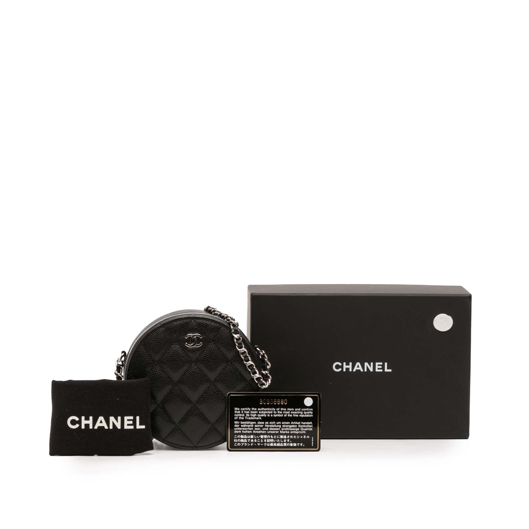 Chanel CC Matelassé Caviar Rond Pochette avec chaîne