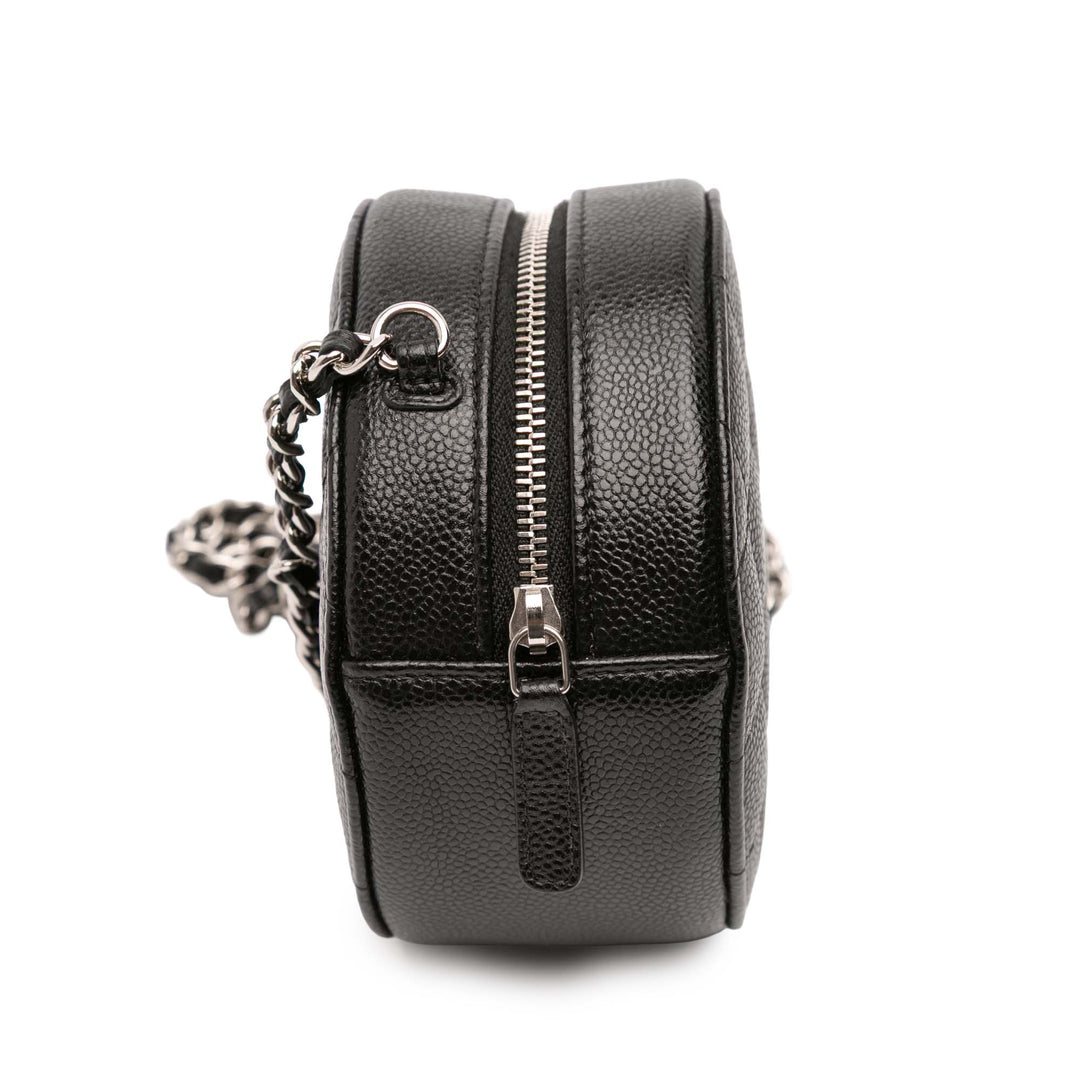 Chanel CC Matelassé Caviar Rond Pochette avec chaîne
