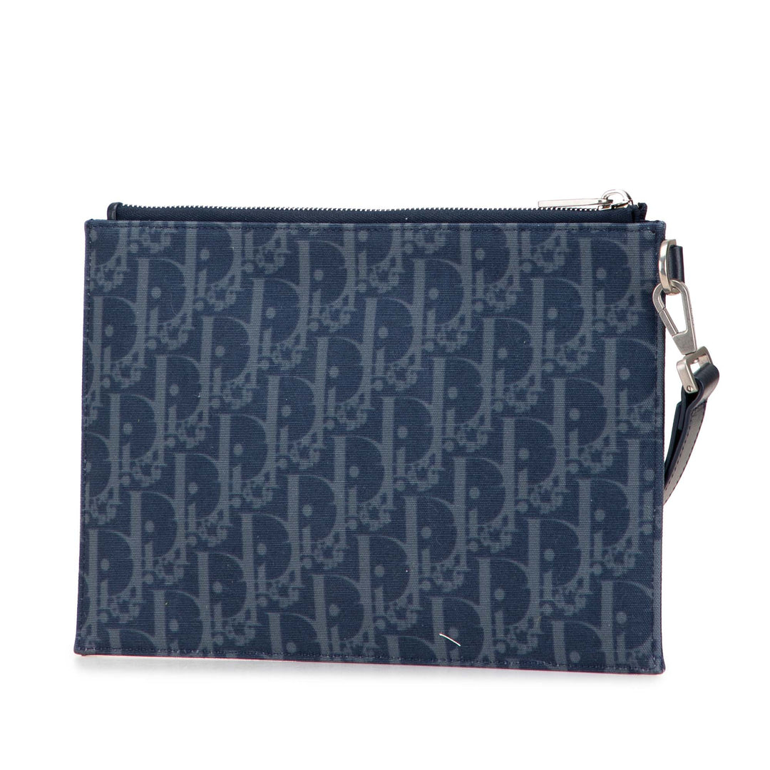 Dior Oblique Jean Tears A5 Flat Pochette Bleu