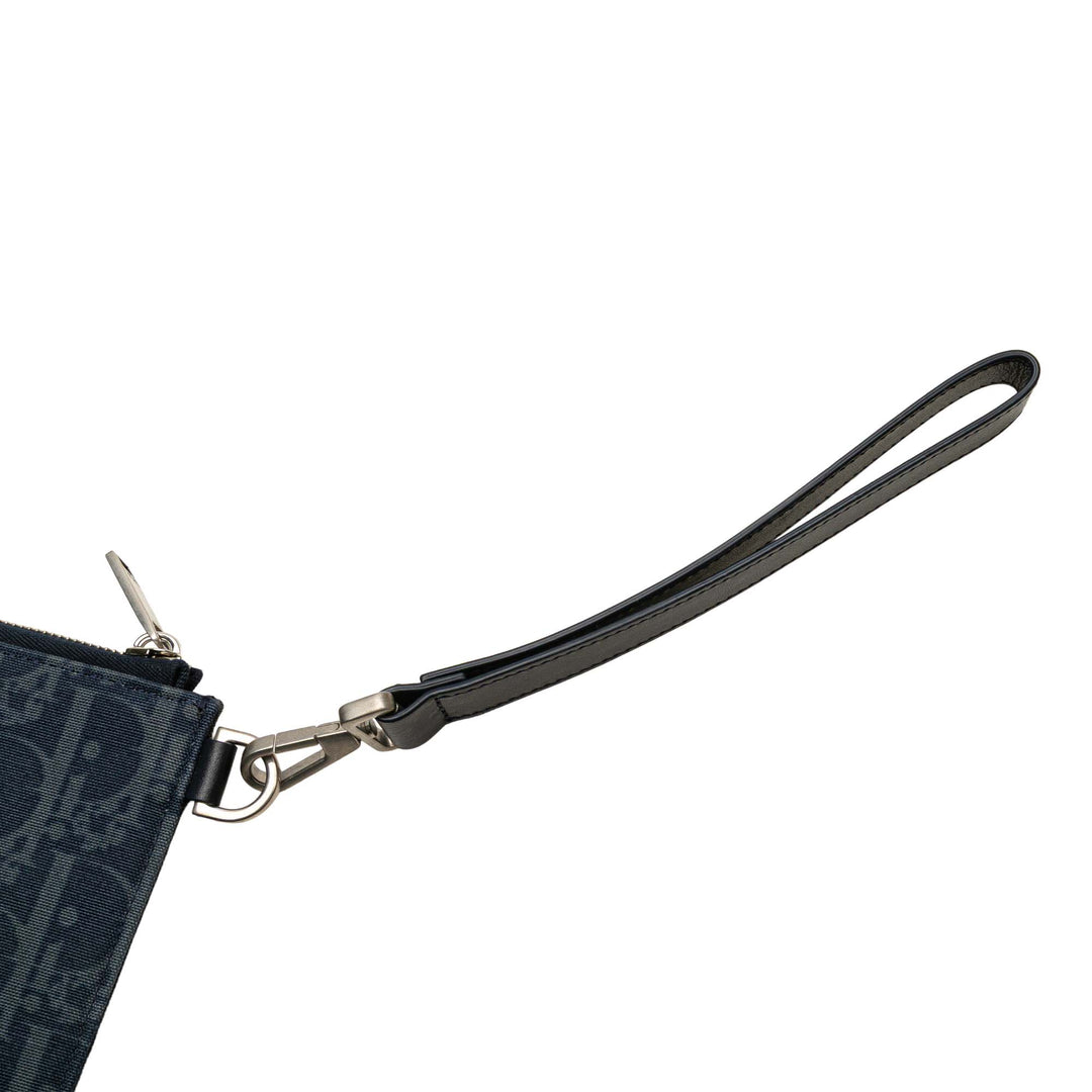 Dior Oblique Jean Tears A5 Flat Pochette Bleu