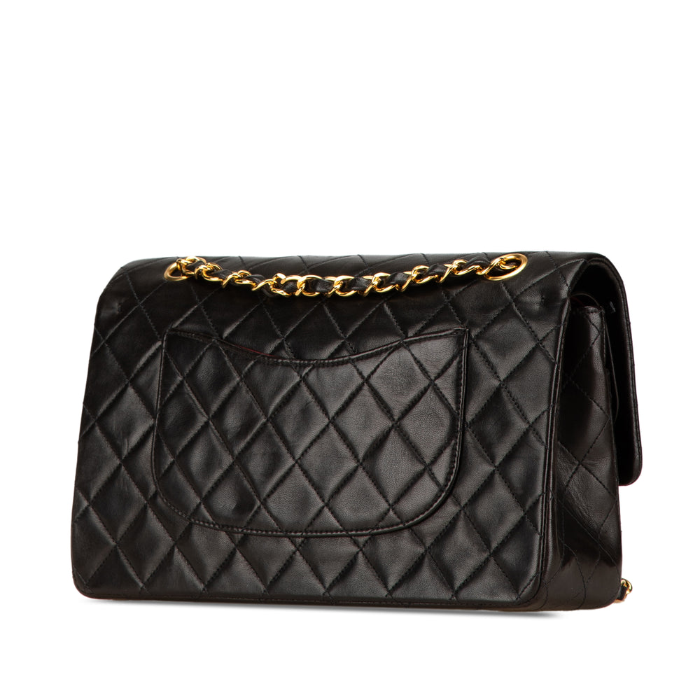 Medium Classic Lambskin Double Flap Black - Gaby Paris