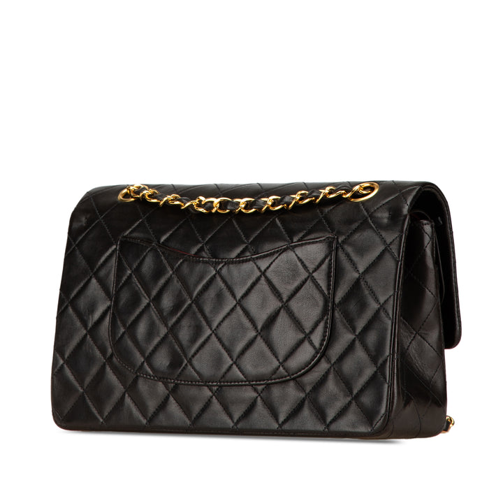 Medium Classic Lambskin Double Flap Black - Gaby Paris