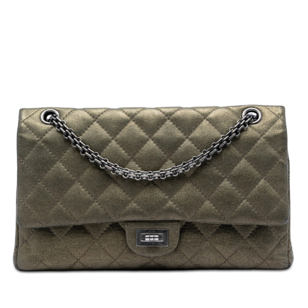 Chanel Matelassé Metallic vieilli Cuir de veau Reissue 2.55 Double rabat 226