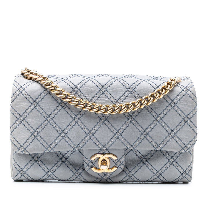 Chanel Medium Quilted Cuir de veau Triple Stitched Flap Bleu – GABY PARIS Authentique
