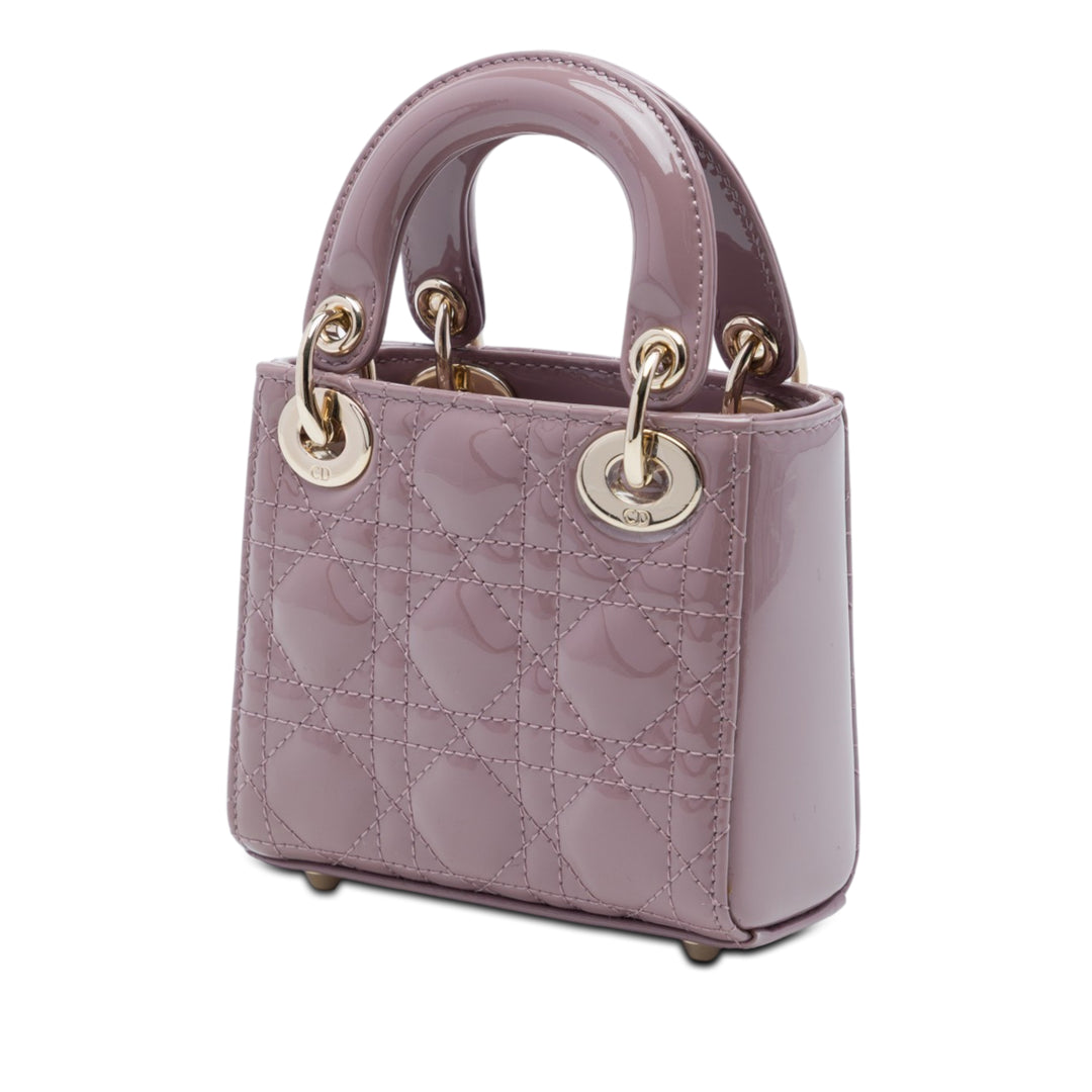 Dior Micro Cuir verni Cannage Lady Dior