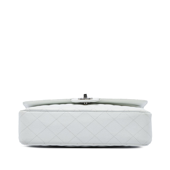 Chanel Classic Double rabat Moyen Cuir caviar Blanc