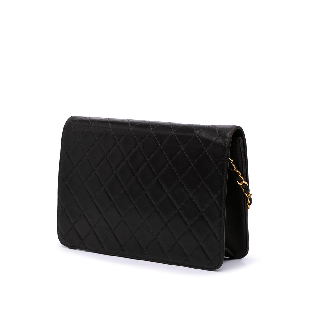 Medium CC Quilted Lambskin Half Single Flap Black - Gaby Paris