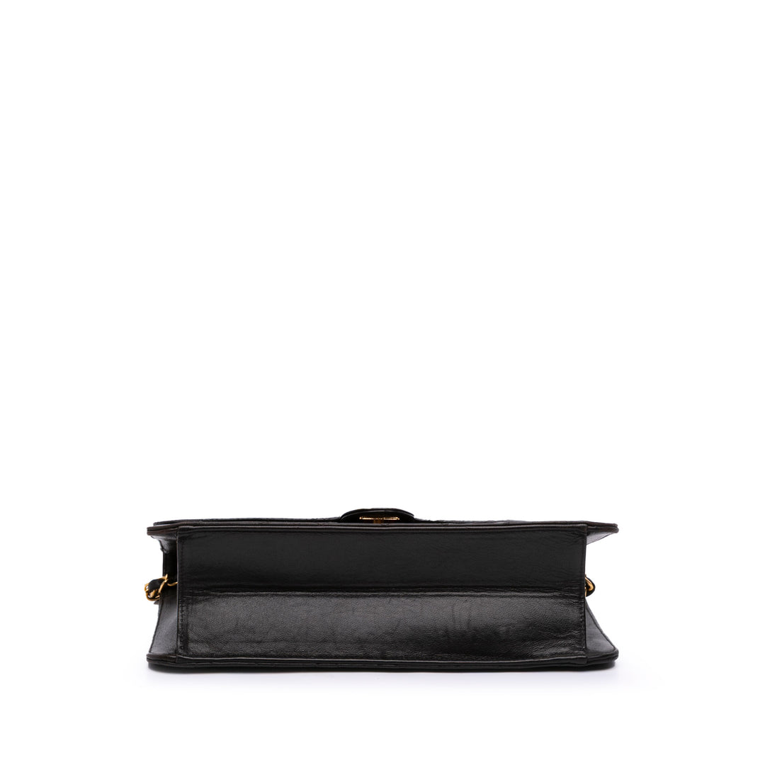 Medium CC Quilted Lambskin Half Single Flap Black - Gaby Paris