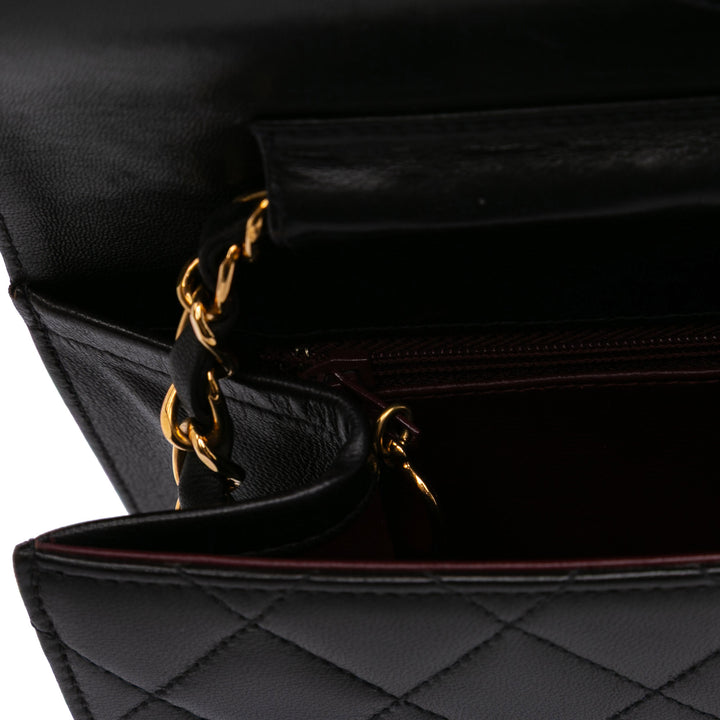 Medium CC Quilted Lambskin Half Single Flap Black - Gaby Paris