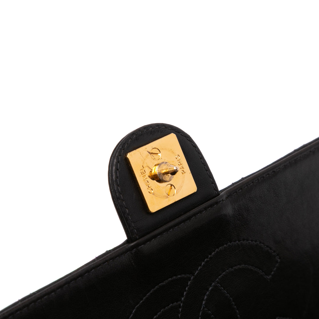 Medium CC Quilted Lambskin Half Single Flap Black - Gaby Paris