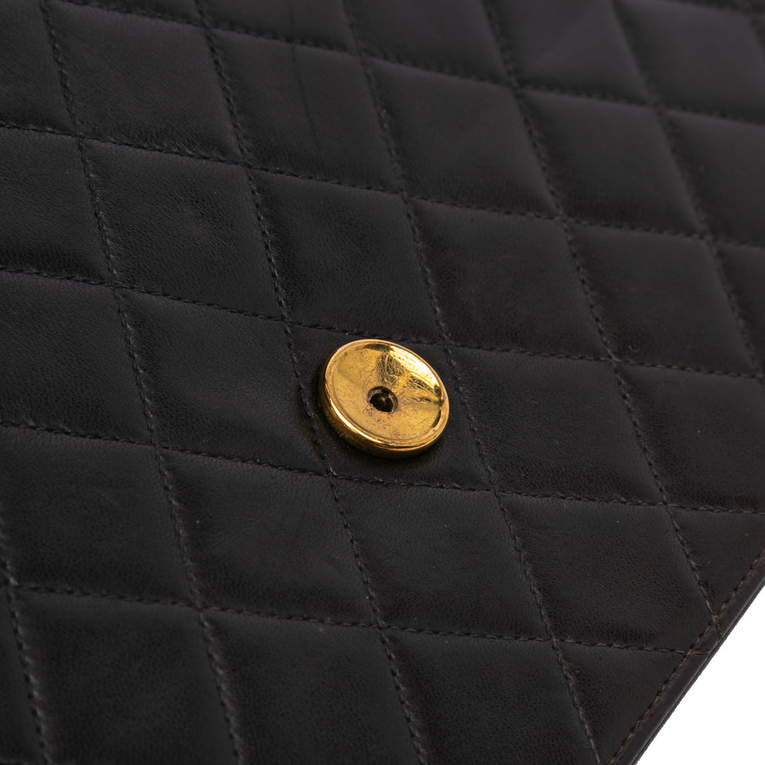 Medium CC Quilted Lambskin Half Single Flap Black - Gaby Paris