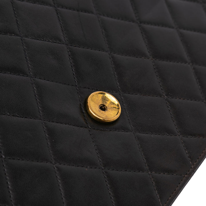 Medium CC Quilted Lambskin Half Single Flap Black - Gaby Paris