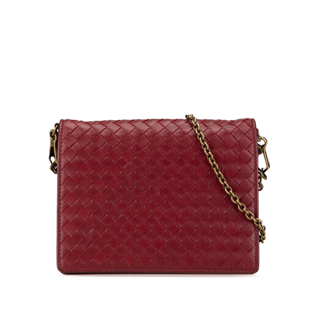 Nappa Intrecciato Wallet On Chain Red - Gaby Paris