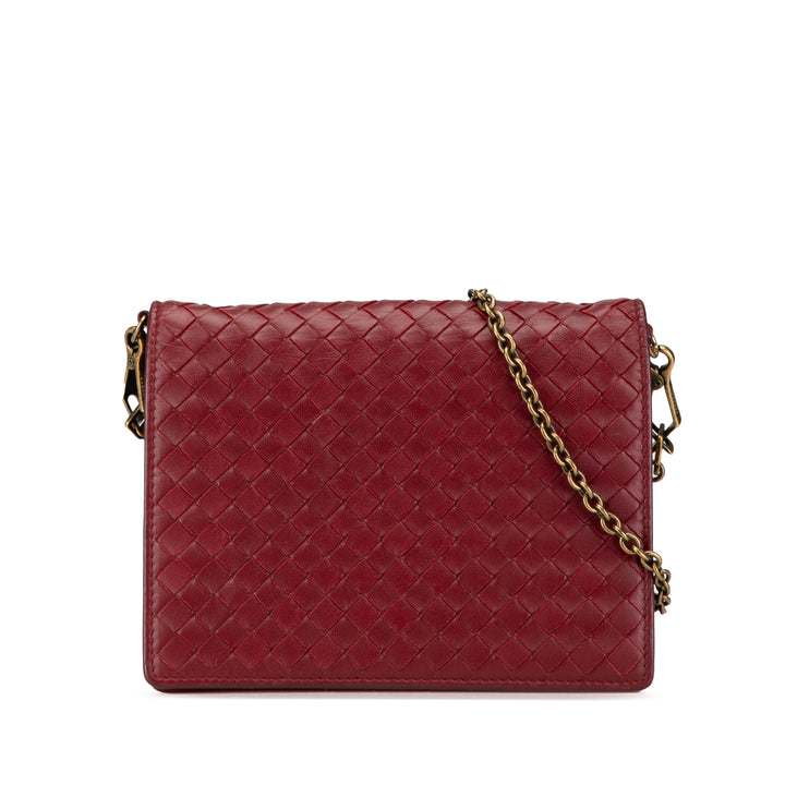 Nappa Intrecciato Wallet On Chain Red - Gaby Paris